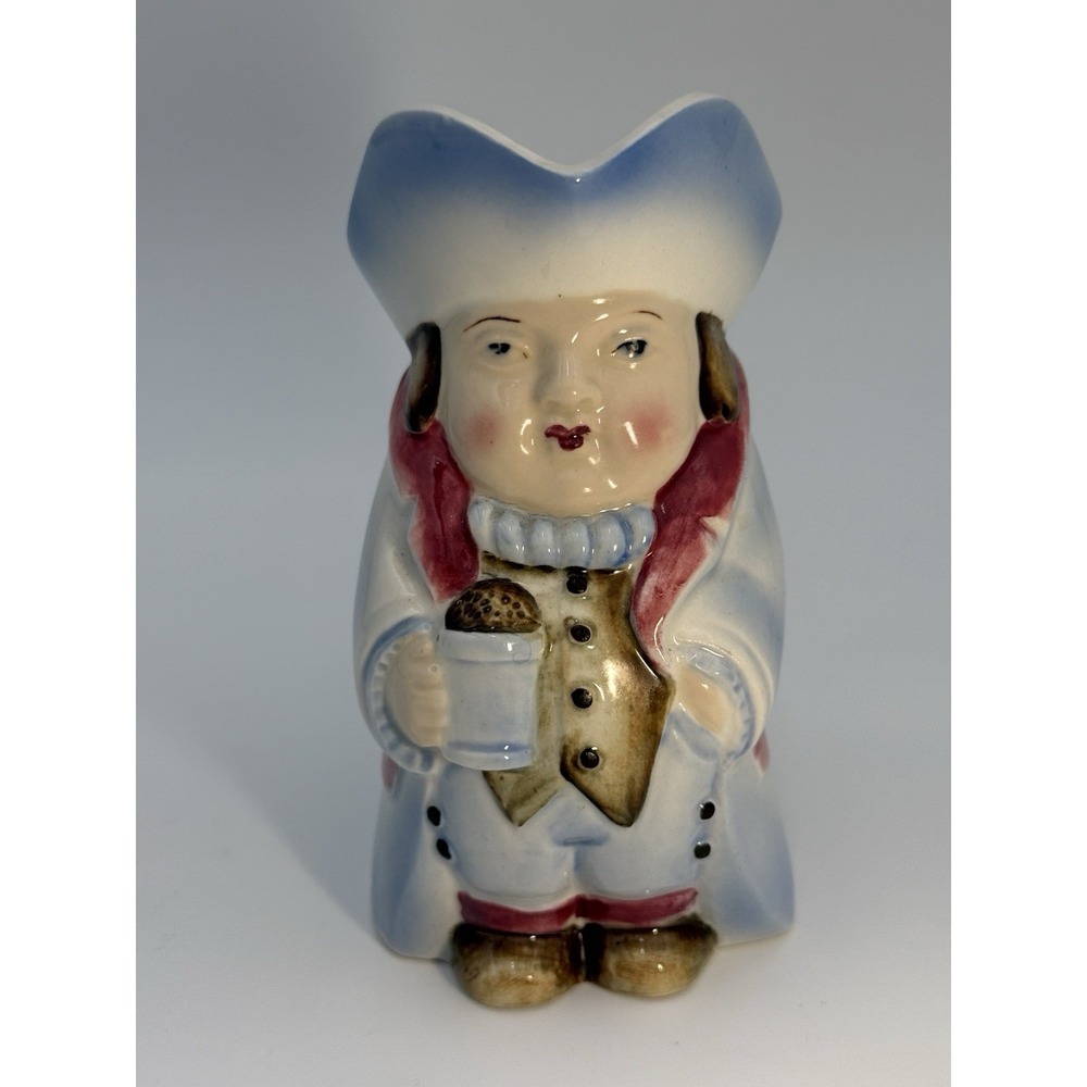 VTG Moriyama Occupied Japan Colonial Man 5 1/2" Blue Pitcher Toby Mug